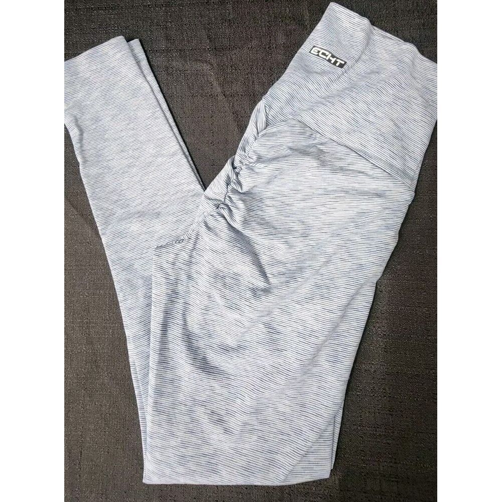 Echt Force Scrunch Leggings‎ Womens Sz XS High Waist Gray White Full Length NEW